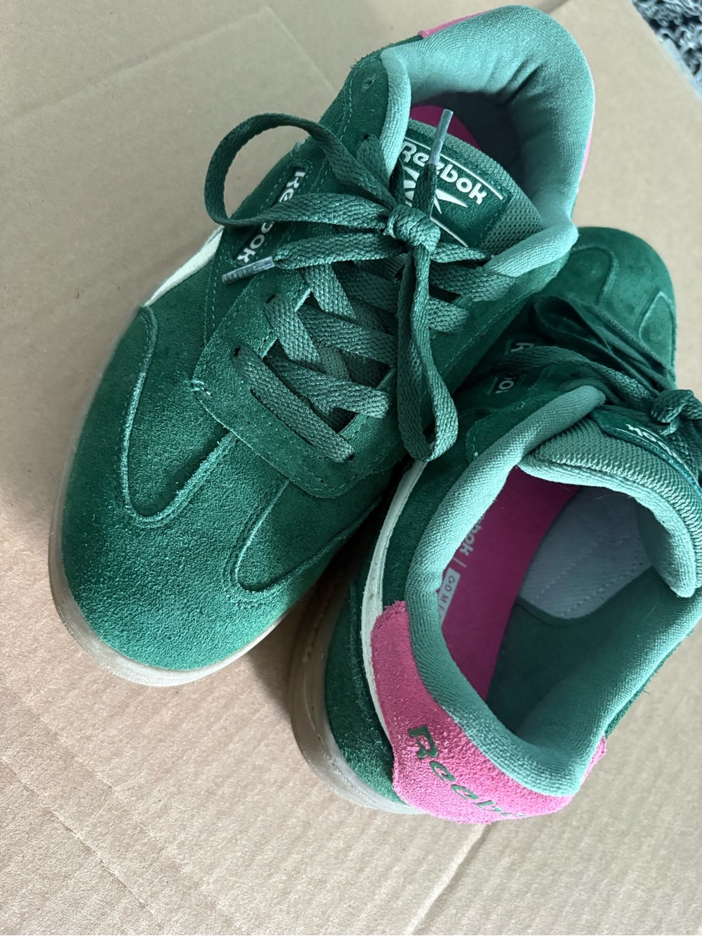 Reebok Dark Green Suede Sneakers